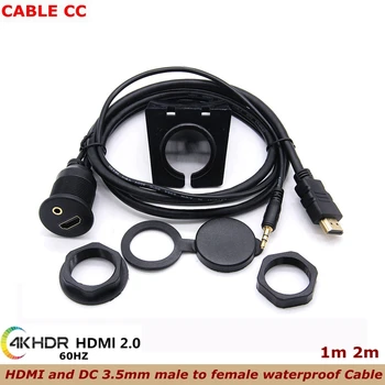 A 4K HDMI, valamint a DC 3,5 mm-es férfi-nő beágyazott műszerfal vízálló telepítési kábel, alkalmas hajó, autók