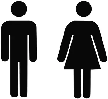 A férfiak, illetve a nők matricák, fürdőszoba, wc nemek közötti logó dekoráció