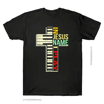 A keresztény Szeretet Jézus Nevét nem tudom, Zongorázni, Klasszikus póló, Férfi Pamut Póló Harajuku Új Design Vicces Print Póló Férfi