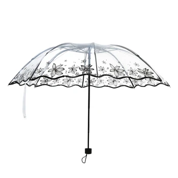 A lány Klasszikus Esernyő Kerti Fehér Aranyos Gyerekeknek Eső Nő Esernyő Összecsukható Kis Műanyag Automatikus Semsiye Esernyők BH50UM
