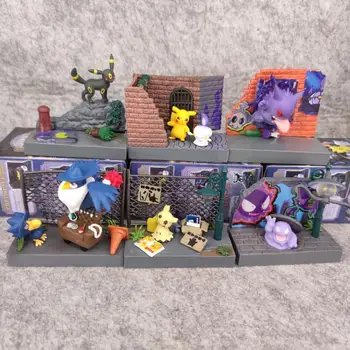 A Pokémon Anime Ábra Bikachu Gengar Umbreon Rajzfilm Film Perifériás Játékok Japán Sötét Város Micro Táj Pvc Anyag Játékok