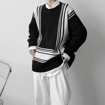 A pulóvert a Férfiak, mind a Nők Streetwear Laza Alkalmi Őszi Téli Pulóver Pulóver koreai Divat Pár Kötött Felsők Pulóver