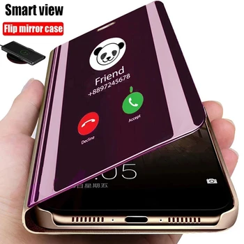 A tükör Okos, Flip Telefon tok Samsung Galaxy Note 10 Lite S10 S10E Plusz 20 S6 S7 S9 S8 Edge 9 5 8 Ultra Pro 5G 2020 PC Borító
