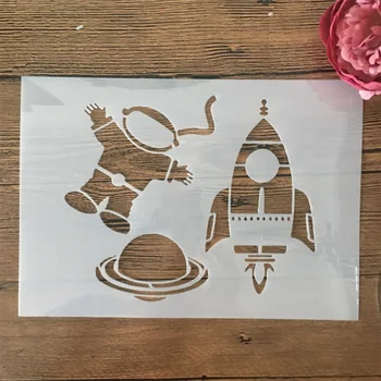 A4 29cm Űrhajó Űrhajós DIY Rétegződés Stencil Falon Festmény Scrapbook Színezés Dombornyomás Album Díszítő Sablon