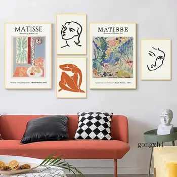 Absztrakt Henri Matisse Vonal Ábra Nyomatok Vászon Festmény Vintage Színes Plakát Wall Art Képek Nappali lakberendezés