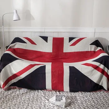 Aggcual Retro Brit zászló takarót a kanapéra kétoldalas a tassel pamut kanapé cover takaró téli meleg Szőnyeg XT15