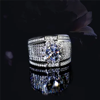 Ajojewel Luxus Férfi Gyűrű Kő Ékszerek, Ezüst színű Férfi Gyűrűk Bling Ujját, Ékszer, Női Divat, Ajándék, Bijoux