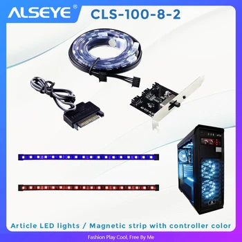 ALSEYE CLS-100 RGB Ventilátor, illetve a LED Szalag Vezérlő Számítógép Esetében Háttérvilágítás (1 pár) Szilikon IP68 Mágneses Csík 30cm