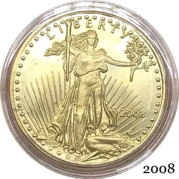 Amerikai egyesült Államok Sas aranyrúd Brass Fém érmék $25 Fél Uncia, 25 Dollár, 2008 Szabadság istenben bízunk benne, Másolás Érme