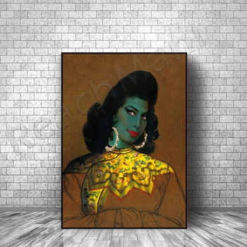 Amy Zöld Winehouse Hölgy Század Közepén MCM stílus szín művészet plakát nyomtatott által Msdre... Dekorációs plakát a Brit művész