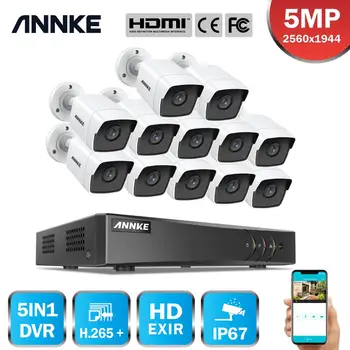 ANNKE 16CH 5MP Lite HD Videó Biztonsági Rendszer 5IN1 H. 265+ DVR 12DB 5MP TVI Vízálló, Biztonsági Kamera Rendszer, biztonsági kamera Készlet