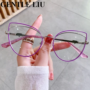 Anti Kék Fény Szemüveg Nők 2022 Divat Macska Szem, Szemüveg Keretek Lehet szerelni Rövidlátás Lencse Kapható Szemüvegek