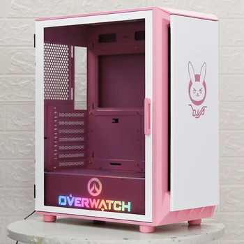 Asztali számítógép Esetében DIY Egyéni vízhűtéses E-Sport Játékok, Átlátható Teljes Rózsaszín Anime DVA