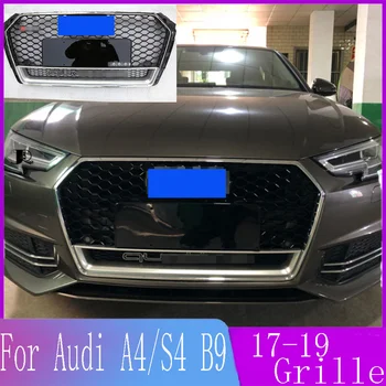 Audi A4/S4 B9 2017 2018 2019（javítás RS4 stílus）Autó Tartozék Első Lökhárító Rács Központ Panel Stílus Felső Grill 17 18 19