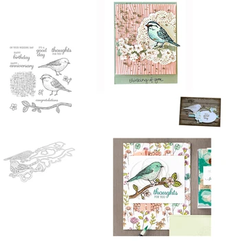 Az ágak meg a madarak átlátszó bélyegek DIY papír kártya scrapbook kézműves bélyegző lenyomatot