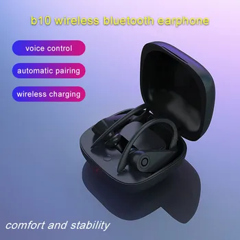 B10 TWS Bluetooth 5.0 Fülhallgató Vezeték nélküli töltés Fejhallgató Fülbe horog Fülhallgató Sport vízálló fülhallgató, A xiaomi huawei iphone