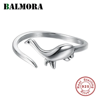 BALMORA 100% 925 Ezüst Aranyos Dinoszaurusz Gyűrűk Nők Lány Retro Punk Állat Nyitó Állítható Gyűrű Temperamentum Ékszer Ajándék
