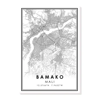 BAMAKO Mali city térkép poszter nyomtatása vászonra wall art