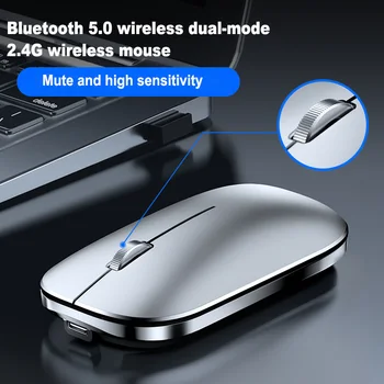 Bluetooth 5.0 Vezeték nélküli Dual Mód 2.4 G Wireless Egér Magas Érzékenység Csendes Egér Alkalmas MacBook Tablet PC Laptop