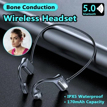 bluetooth 5.2 Fülhallgató csontvezetéses Vezeték nélküli Fülhallgató Sztereó Headset Sport Fejhallgató Mágneses Vízálló Fülhallgató Futó
