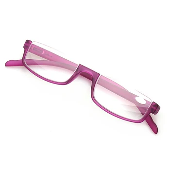 Boncamor Tavaszi Zsanérok Olvasó Szemüveg Nők, mind a Férfiak HD Olvasó Szemüveg Téglalap alakú Lila Fél Keret Dekoratív Szemüveg 0~600