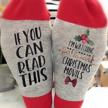 Casual unisex Karácsonyi zokni leveleket, női Pamut zokni piros zokni, ha el tudod olvasni ezt a zokni Boldog Vicces zokni karácsonyi ajándék