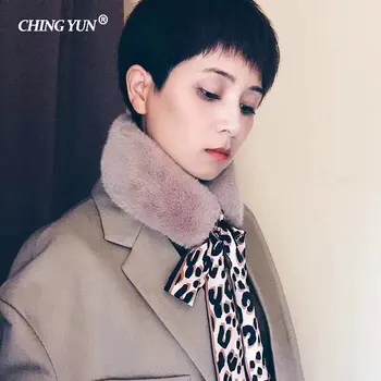 CHING YUN sál téli 2019 Új Meleg Női haj gallér verzió leopárd minta bowknot varrás utánzat nyúl szalag gyapjú