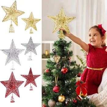 Csillogó karácsonyfa Topper Csillag Üreges Arany Ezüst fa tetején karácsonyfa Dísz, Karácsonyi Dekoráció, Otthon navidad natal