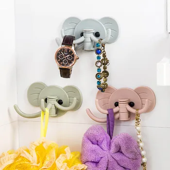Cuki Elefánt Dekoratív Műanyag Kulcstartó Fali Polc Rack Horog Otthoni Tárolás Szervező Konyha, Fürdőszoba Kiegészítők
