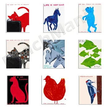 David Shrigley művészet plakát, kortárs művészeti állat nappali dekoráció, fali vászon nyomtatás art print ajándék