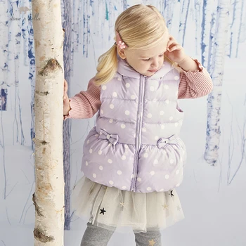DBZ20191 dave bella téli baba lányok ultra könnyű le mellény pontok ujjatlan 90% fehér kacsa le padding kabát gyermek kabát
