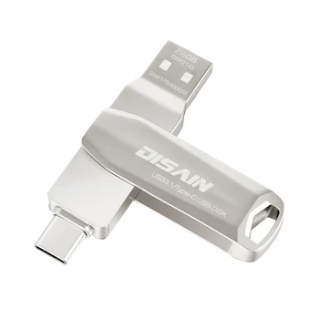 DISAIN Fém pendrive-USB3.1+C Típusú pendrive, Nagy Sebességű pendrive 64 gb-os Külső Tároló Eszköz 32 gb-os Pen Drive U Lemez