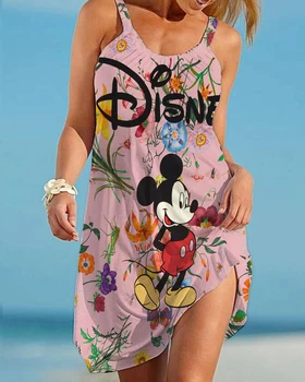 Disney Mickey Egér Parittya Szexi Ruha Őszi Új Éjszakai Szoknya Nyomtatott 3D-s Rajzfilm Mickey Divat Laza Női Beach Party Ruha