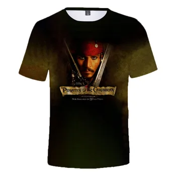 Disney Vicces Póló Férfi póló Film Karib-tengeren Jack Sparrow Tshirt 3D Nyomtatás Póló Unisex Alkalmi Tshirt Camisetas Felső Kalózok