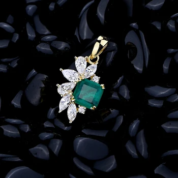 Divatos 925 Sterling Ezüst Virág Syntheis Smaragd Nyakék Nyaklánc Női Jól S925 Smaragd Ékszer Drágakövet, Charm Medál