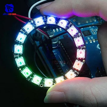 diymore WS2812 5050 16Bit RGB LED Lámpa Gyűrű, Beépített Világítás Vezetés közben 45mm 4 tűs Kerek LED/ 6Pin LED Integrált Vezetők Arduino