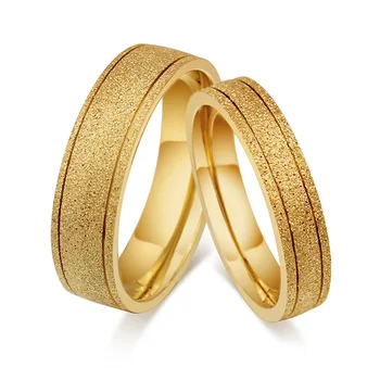 dubai luxus arany emery esküvői zenekar pár gyűrű a férfiak, mind a nők, anélkül, hogy a kő rozsdamentes acél ékszerek ujj gyűrű 4mm 6mm
