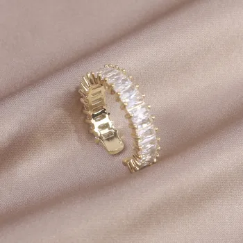 Dél-Korea új divat ékszerek 14K valódi arany bevonat az egyszerű luxus cirkon ring elegáns női nyitó állítható gyűrű