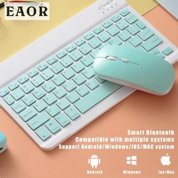 EAOR Hordozható Mini Bluetooth Billentyűzet-Egér Kombináció iPad Tablet Néma Újratölthető, Vezeték nélküli Billentyűzet Android IOS Windows