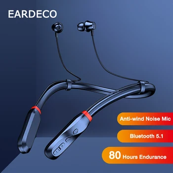 EARDECO 80 Óra Lejátszás Bluetooth-Fejhallgató Bass Vezeték nélküli Fülhallgató Neckband 5.1 Fejhallgató Mikrofon Sport Zenét Fülhallgató Sztereó