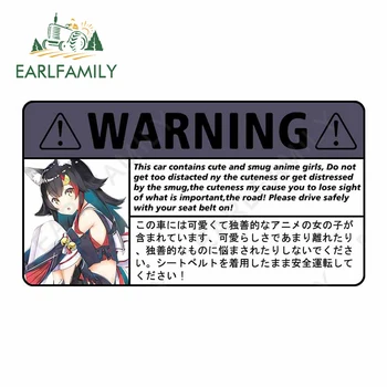 EARLFAMILY 13cm x 7.1 cm Hololive Figyelmeztetés Autó Matricák Csomagtartóban Motoros Matrica Anime Szélvédő Vicces Vízálló Naptejet