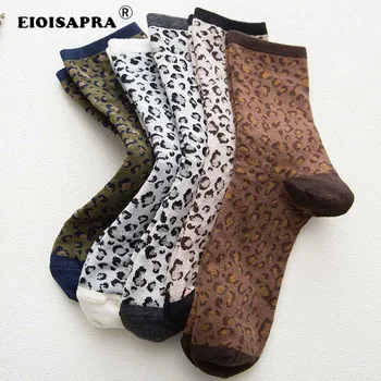 [EIOISAPRA]Őszi/Téli Divat Leopárd Gabona Elegáns Női Zokni Trend Harajuku Zokni Kreatív Személyiség Vintage Sokken