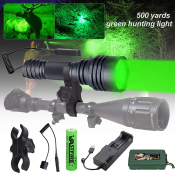 Erős 500 Yard C8s Ｗhite/Zöld/Piros LED Vadászat Lámpa USB Töltés Ragadozó Fény Hog Féreg Kültéri Lámpa 18650