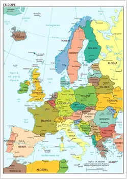 Európa térképe Nagy Művészeti Fólia Nyomtatás Selyem Poszter Haza, Fali Dekor 24x36inch