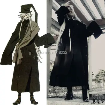 Fekete Butler Kuroshitsuji Temetkezési Vállalkozó Outwear Kabát Dzseki Greatcoat Egységes Ruhát Anime Cosplay Ruha, Kalap