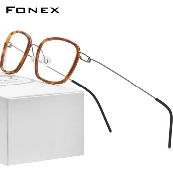FONEX Titán Ötvözet, Szemüveg Keret, a Férfiak Tér Rövidlátás Optikai Receptet Szemüveg 2021 Új koreai Screwless Szemüveg F98638