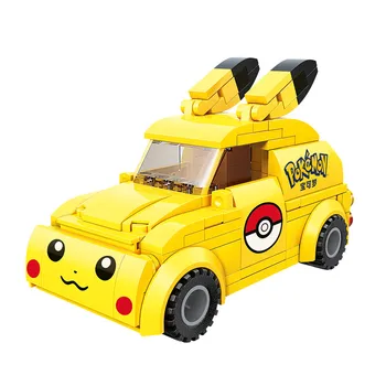 Forró Rajzfilm Anime Pokemon Pikachu Aranyos Autó Busz Modell Építőkövei Tégla Beállítja Klasszikus Film Babák, Gyerekek Játékok Ajándék