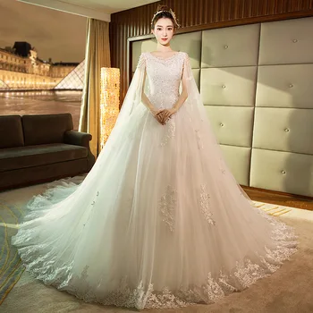 Fény Fő Esküvői Ruha 2020 Új Luxus Hosszú Záró Francia Retro Menyasszony Hímzés Super Fairy Mori Hepburn Nő