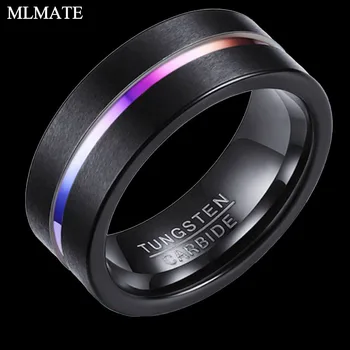 Férfi 8 mm-es Fekete Matt Volfrám-Karbid jegygyűrű, Gyűrű