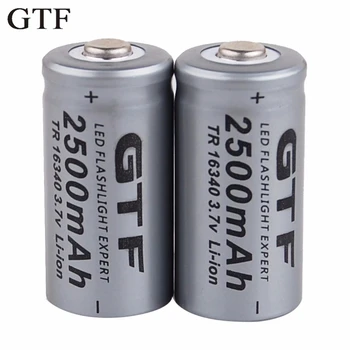 GTF 3,7 V 2500mAh Li Lítium-ion 16340 CR123A Akkumulátor Újratölthető Akkumulátorok 3,7 V CR123 a Lézer Toll LED Lámpa Cella